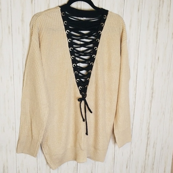 Lace Me Up Oversized Sweater - Picture 8 of 8